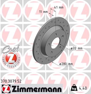 ZIMMERMANN 370.3079.52 Fren Sistemleri Fren Diski - MAZDA 5 (CW) uyumlu