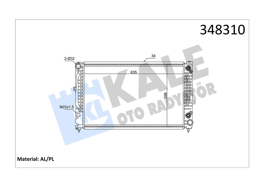 KALE OTO RADYATÖR 348310 Soğutma Sistemi Su Soğutucu & Parçaları - AUDI A4 B5 (8D2) uyumlu