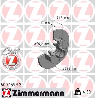 ZIMMERMANN 600.1599.20 Fren Sistemleri Fren Diski - VW GOLF II (19E, 1G1) uyumlu