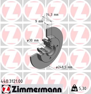 ZIMMERMANN 440.3121.00 Fren Sistemleri Fren Diski - CITROËN C4 II (NC_) uyumlu
