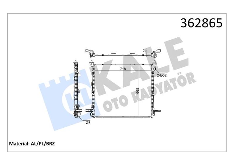 KALE OTO RADYATÖR 362865 Soğutma Sistemi Su Soğutucu & Parçaları - VW CRAFTER Panelvan/Van (SY_, SX_) uyumlu