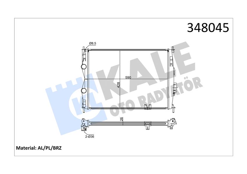 KALE OTO RADYATÖR 348045 Soğutma Sistemi Su Soğutucu & Parçaları - NISSAN QASHQAI I (J10, NJ10) uyumlu