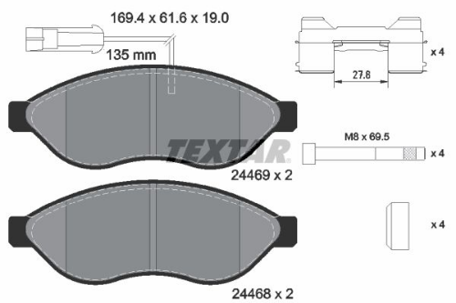 TEXTAR 2446901 Fren Sistemleri Fren Balatası - FIAT DUCATO Panelvan/Van (250_) uyumlu