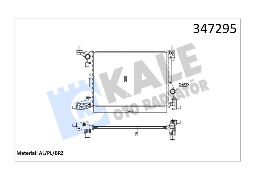 KALE OTO RADYATÖR 347295 Soğutma Sistemi Su Soğutucu & Parçaları - FIAT EGEA Sedan (356_, 357_) uyumlu
