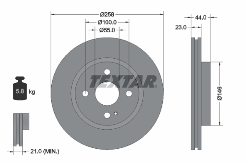 TEXTAR 92166803 Fren Sistemleri Fren Diski - MAZDA 2 (DE_, DH_) uyumlu