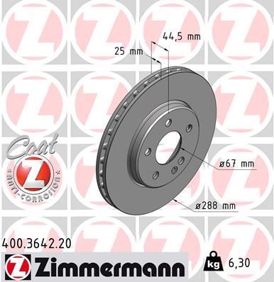 ZIMMERMANN 400.3642.20 Fren Sistemleri Fren Diski - MERCEDES-BENZ A-SERISI (W169) uyumlu