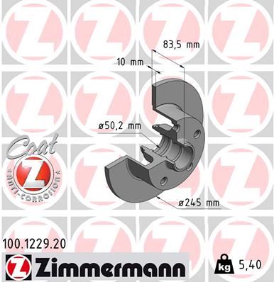 ZIMMERMANN 100.1229.20 Fren Sistemleri Fren Diski - AUDI A4 B5 (8D2) uyumlu