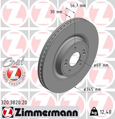 ZIMMERMANN 320.3820.20 Fren Sistemleri Fren Diski - KIA STINGER (CK) uyumlu