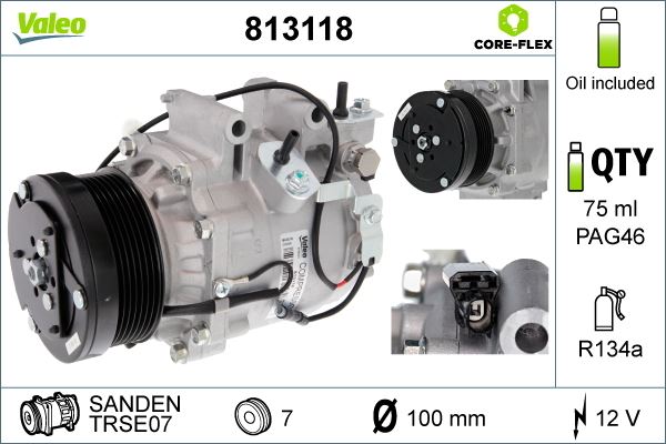 VALEO 813118 İklimlendirme Sistemi Kompresör Parçaları - HONDA CIVIC VIII Hatchback (FN, FK) uyumlu