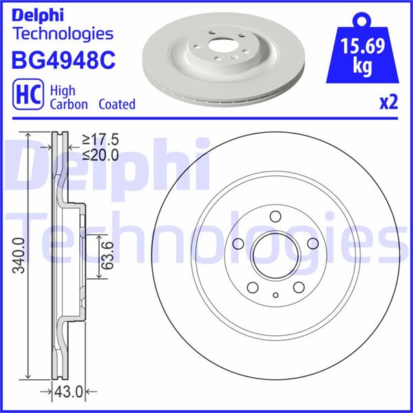 DELPHI BG4948C Fren Sistemleri Fren Diski - VOLVO XC90 II (256) uyumlu