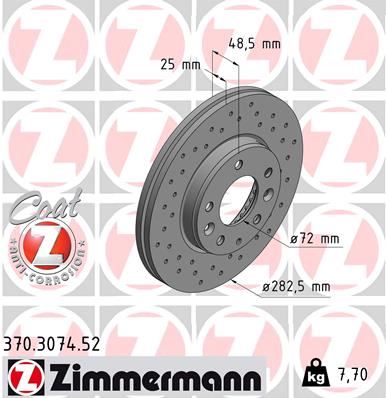 ZIMMERMANN 370.3074.52 Fren Sistemleri Fren Diski - MAZDA 6 Hatchback (GG) uyumlu