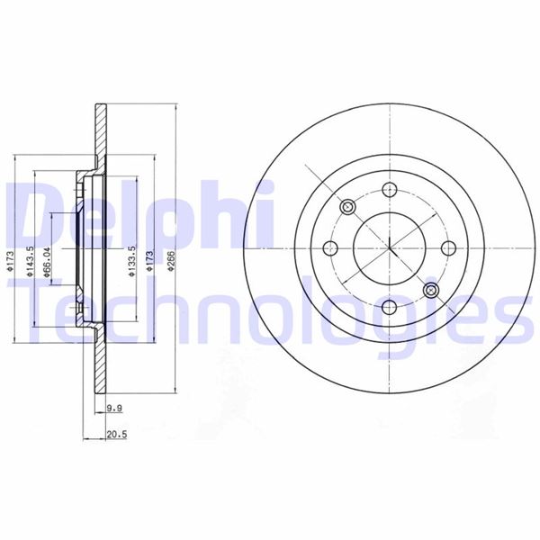 DELPHI BG2308 Fren Sistemleri Fren Diski - CITROËN BX (XB-_) uyumlu
