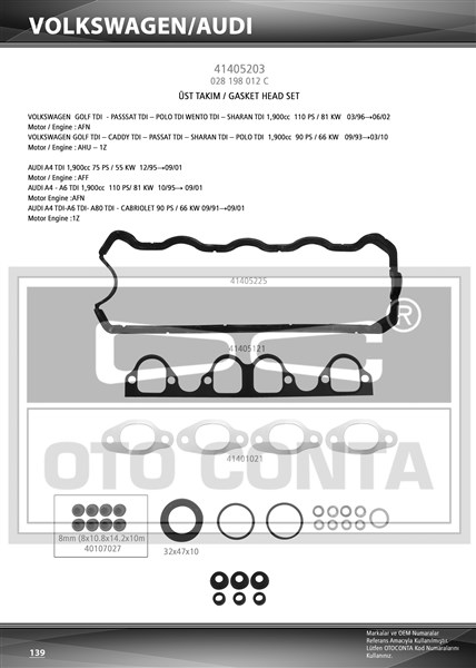 Silindir Kapak Conta Seti - OTOCONTA - 41405203 Ürün Görseli