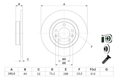BOSCH 0 986 479 130 Fren Sistemleri Fren Diski - PEUGEOT 508 I (8D_) uyumlu