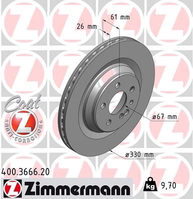 ZIMMERMANN 400.3666.20 Fren Sistemleri Fren Diski - MERCEDES-BENZ S-SERISI Coupe (C215) uyumlu