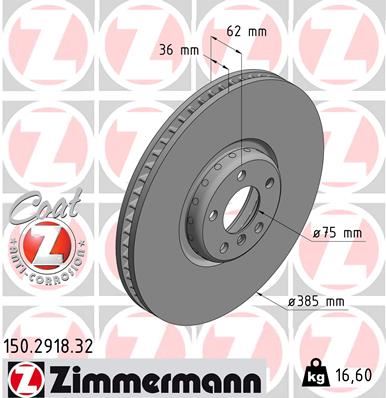 ZIMMERMANN 150.2918.32 Fren Sistemleri Fren Diski - BMW X6 (E71, E72) uyumlu