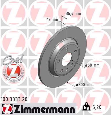 ZIMMERMANN 100.3333.20 Fren Sistemleri Fren Diski - AUDI A7 Sportback (4GA, 4GF) uyumlu