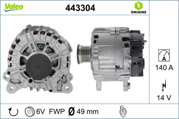 VALEO 443304 Elektrik Sistemi Alternatör - SKODA YETI (5L) uyumlu