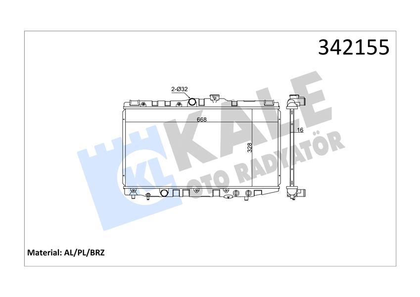KALE OTO RADYATÖR 342155 Soğutma Sistemi Su Soğutucu & Parçaları - TOYOTA COROLLA (_E9_) uyumlu