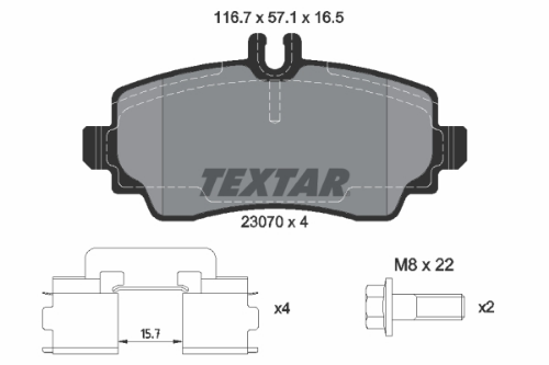 TEXTAR 2307003 Fren Sistemleri Fren Balatası - MERCEDES-BENZ A-SERISI (W168) uyumlu