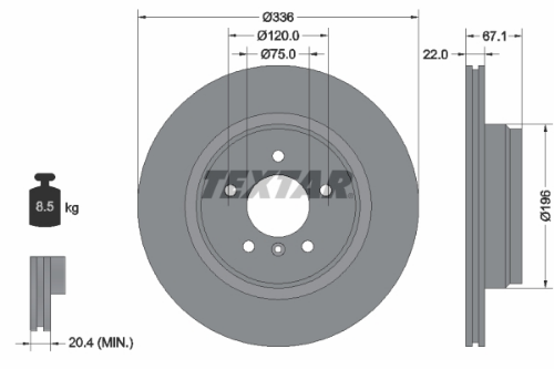 TEXTAR 92137905 Fren Sistemleri Fren Diski - BMW 3 Touring (E91) uyumlu