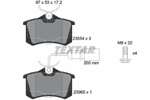 TEXTAR 2355403 Fren Sistemleri Fren Balatası - VW SHARAN (7M8, 7M9, 7M6) uyumlu