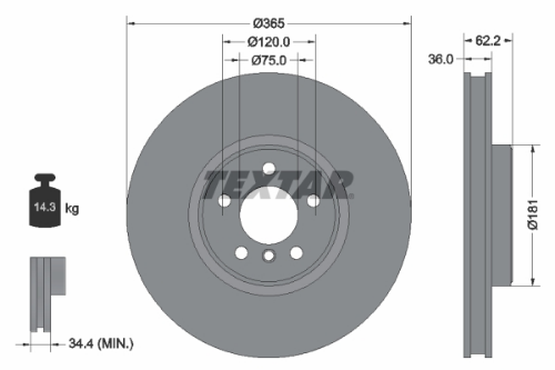 TEXTAR 92161005 Fren Sistemleri Fren Diski - BMW X5 (E70) uyumlu
