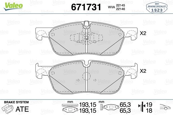 VALEO 671731 Fren Sistemleri Fren Balatası - LAND ROVER RANGE ROVER EVOQUE (L538) uyumlu