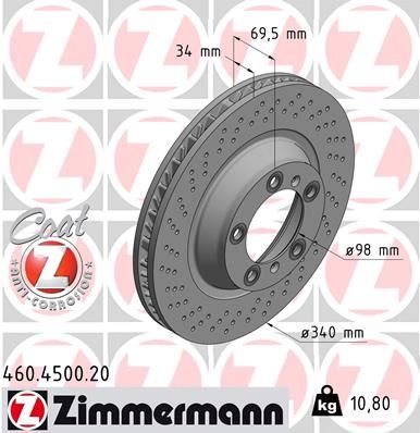 ZIMMERMANN 460.4500.20 Fren Sistemleri Fren Diski - PORSCHE 911 (991) uyumlu