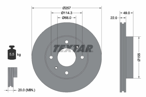TEXTAR 92056300 Fren Sistemleri Fren Diski - NISSAN ALMERA Classic (B10) uyumlu