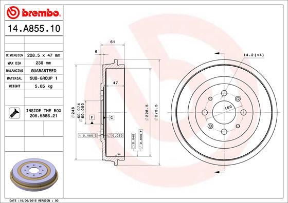 BREMBO 14.A855.10 Fren Sistemleri Fren Kampanası - OPEL CORSA D (S07) uyumlu