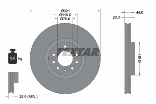 TEXTAR 92149803 Fren Sistemleri Fren Diski - OPEL ZAFIRA / ZAFIRA FAMILY B (A05) uyumlu