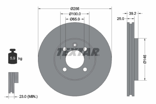 TEXTAR 92128300 Fren Sistemleri Fren Diski - VW POLO III (6N1) uyumlu