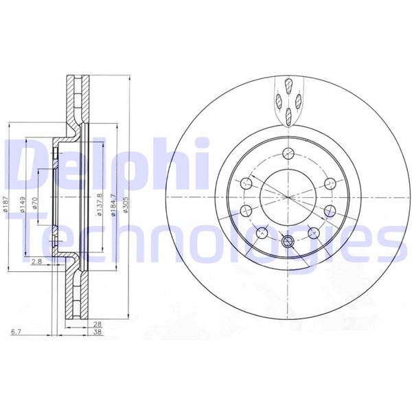 DELPHI BG3963 Fren Sistemleri Fren Diski - FIAT CROMA (194_) uyumlu