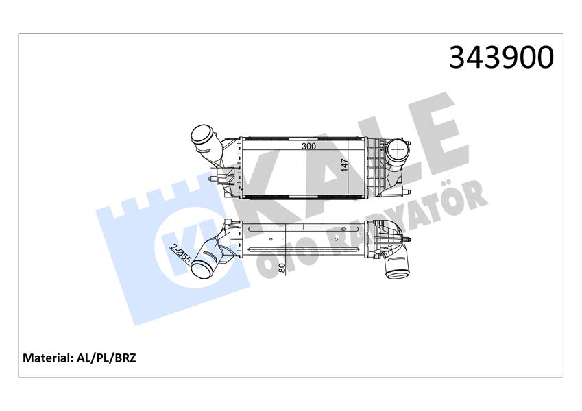 KALE OTO RADYATÖR 343900 Motor Turbo Radyatörü - PEUGEOT 407 (6D_) uyumlu