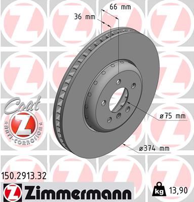ZIMMERMANN 150.2913.32 Fren Sistemleri Fren Diski - BMW 7 (F01, F02, F03, F04) uyumlu
