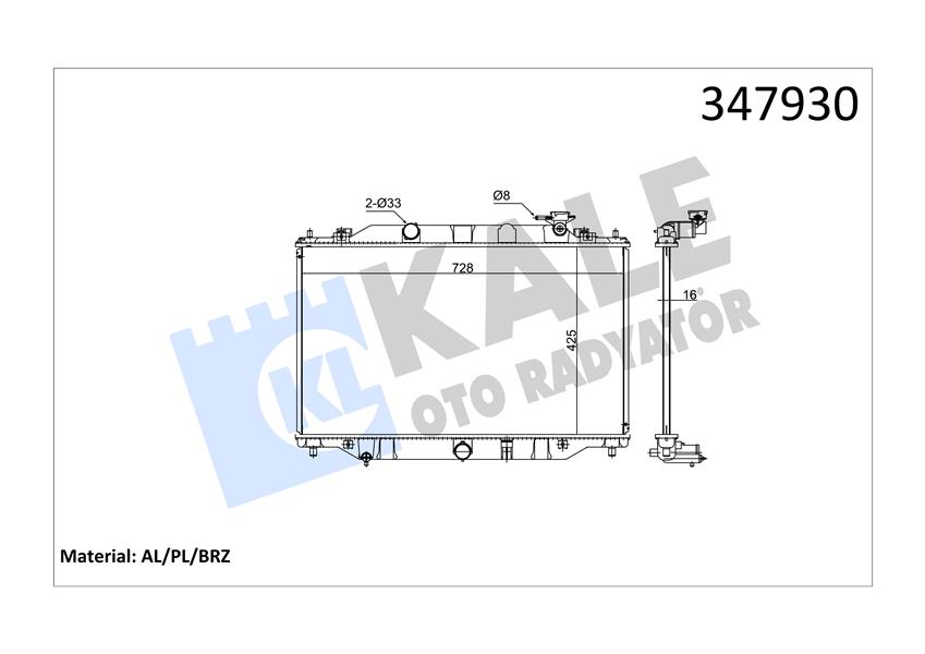 KALE OTO RADYATÖR 347930 Soğutma Sistemi Su Soğutucu & Parçaları - MAZDA CX-5 (KE, GH) uyumlu