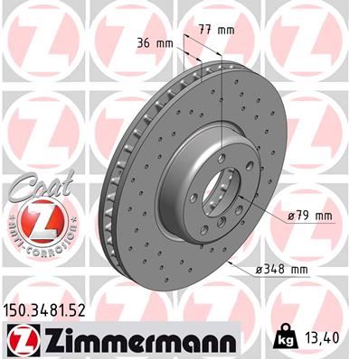 ZIMMERMANN 150.3481.52 Fren Sistemleri Fren Diski - BMW 5 (E60) uyumlu