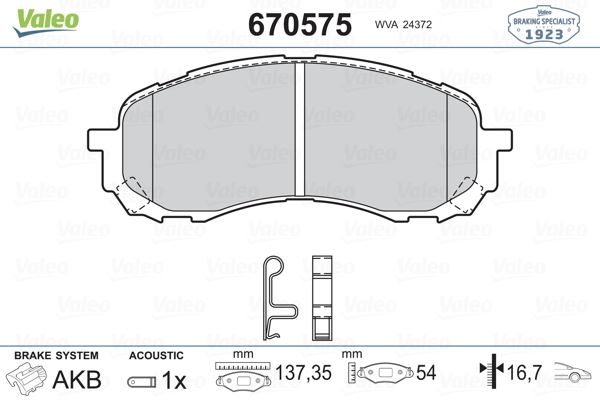 VALEO 670575 Fren Sistemleri Fren Balatası - SUBARU IMPREZA Sedan (GE, GV) uyumlu