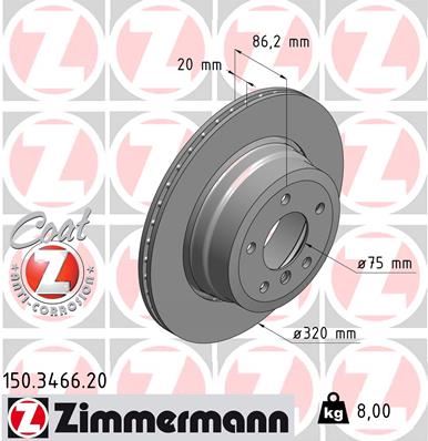 ZIMMERMANN 150.3466.20 Fren Sistemleri Fren Diski - BMW 5 (E60) uyumlu