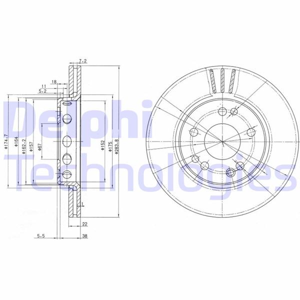 DELPHI BG2771 Fren Sistemleri Fren Diski - MERCEDES-BENZ 124 Sedan (W124) uyumlu
