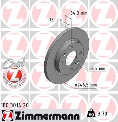 ZIMMERMANN 180.3014.20 Fren Sistemleri Fren Diski - CITROËN XSARA (N1) uyumlu