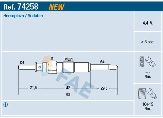 FAE 74258 Ateşleme Sistemi Kızdırma Bujisi - CHEVROLET CAPTIVA (C100, C140) uyumlu