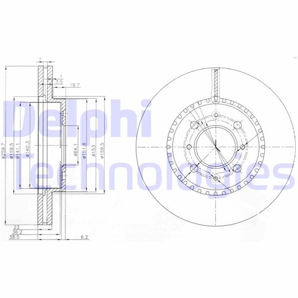 DELPHI BG3965 Fren Sistemleri Fren Diski - HONDA CIVIC VII Hatchback (EU, EP, EV) uyumlu