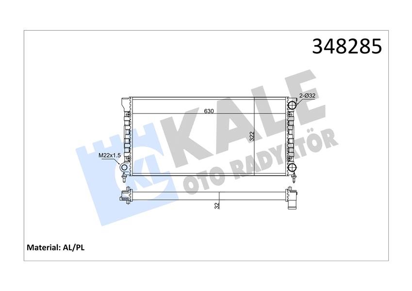 KALE OTO RADYATÖR 348285 Soğutma Sistemi Su Soğutucu & Parçaları - VW PASSAT B3/B4 (3A2, 35I) uyumlu