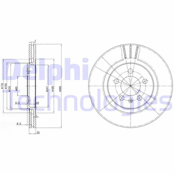 DELPHI BG2713 Fren Sistemleri Fren Diski - VW PASSAT B3/B4 (3A2, 35I) uyumlu