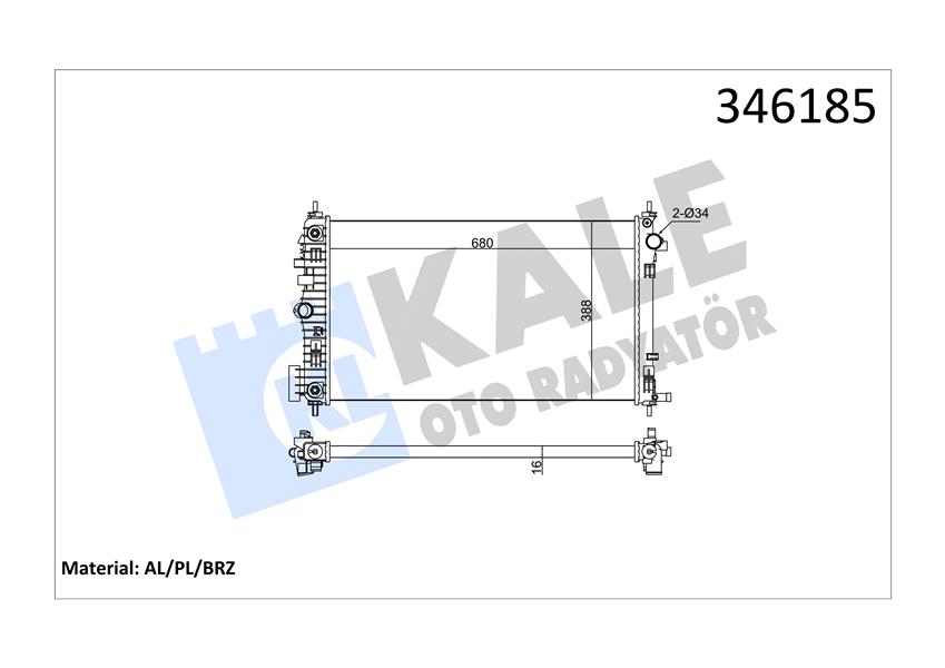 KALE OTO RADYATÖR 346185 Soğutma Sistemi Su Soğutucu & Parçaları - OPEL INSIGNIA A (G09) uyumlu
