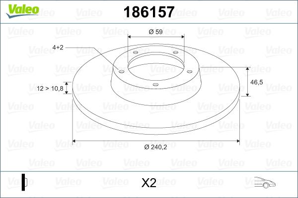 VALEO 186157 Fren Sistemleri Fren Diski - FIAT PANDA (141_) uyumlu