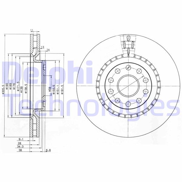 DELPHI BG3723 Fren Sistemleri Fren Diski - LANCIA THESIS (841_) uyumlu