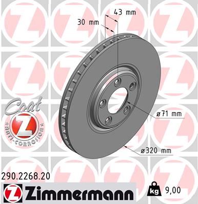 ZIMMERMANN 290.2268.20 Fren Sistemleri Fren Diski - JAGUAR S-TYPE II (X200) uyumlu